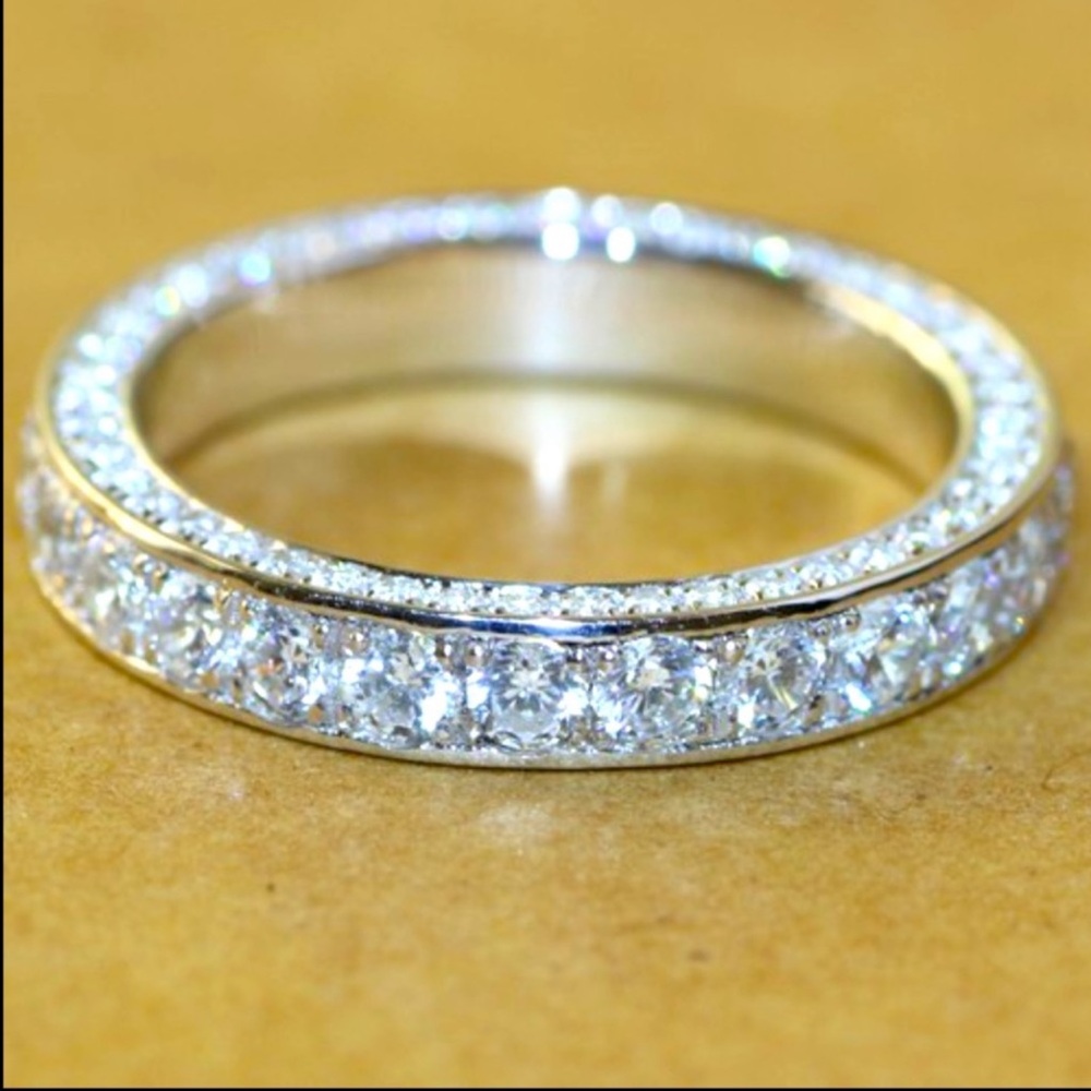 Sterling Silver Sim Diamond Eternity Band NEW